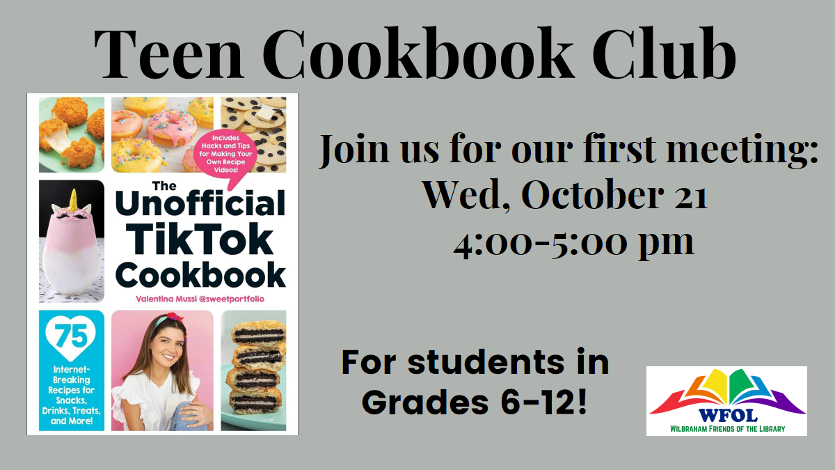 image of Unofficial TikTok Cookbook with club meeting date info